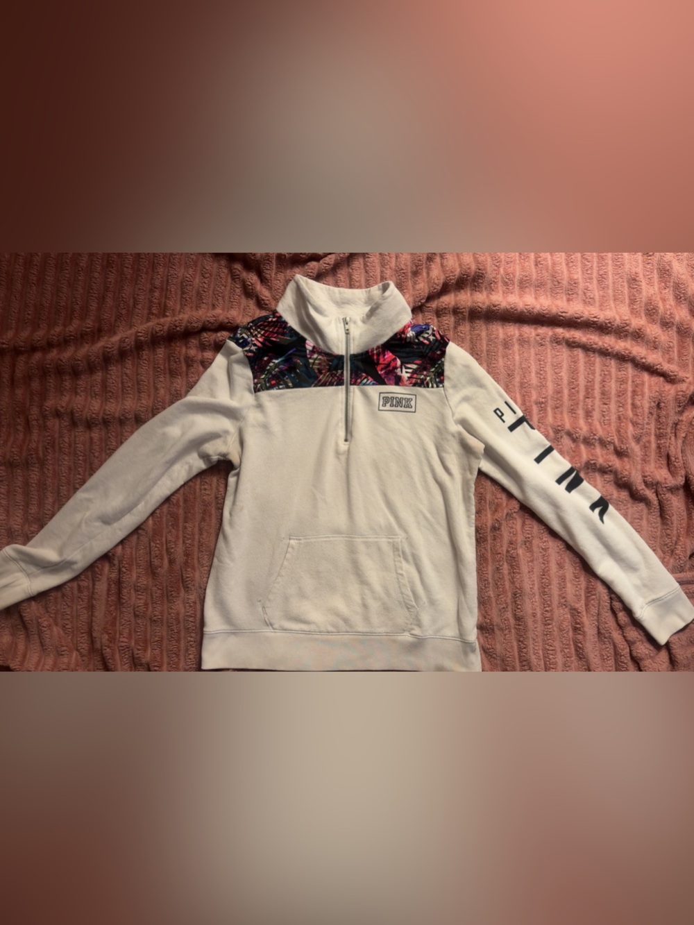 PINK Victoria's Secret White Half-Zip Pullover with matching leggings